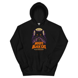 Night of the Black Cat Retro Horror Halloween Hoodie โ Men's / Unisex