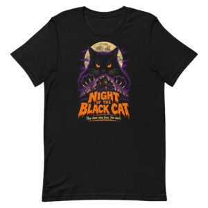 Night of the Black Cat Retro Horror Halloween T-Shirt β Men's / Unisex