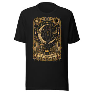The Witching Hour Black Cat Tarot Halloween T-Shirt – Men's / Unisex