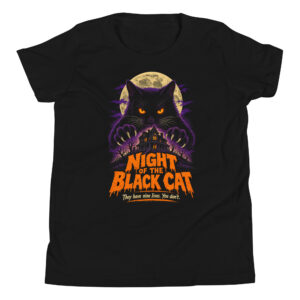 Night of the Black Cat Retro Horror Halloween T-Shirt – Kids' / Youth